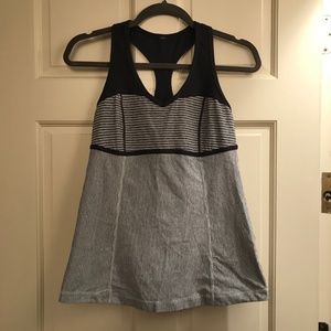 Lululemon | Gray & White Striped Racerback Tank